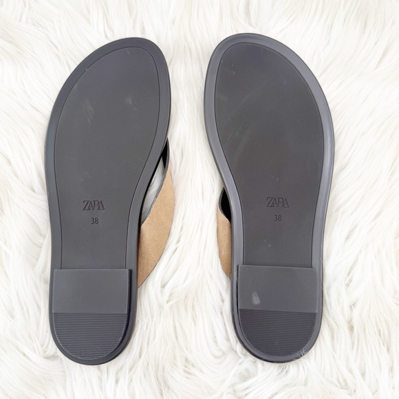 Zara split suede sandals with toe post+metal embellishment 38 - Picture 6 of 8